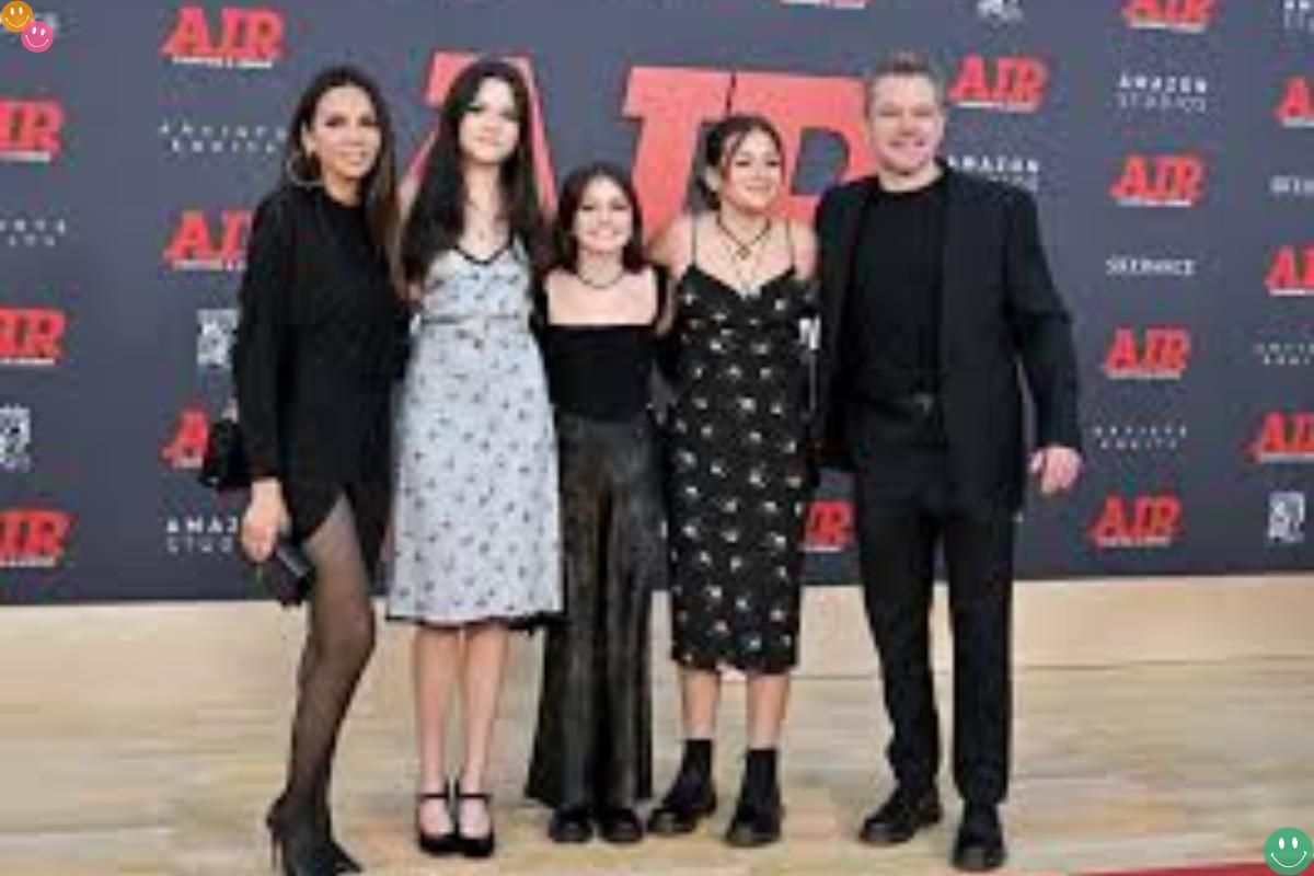 "Isabella Damon with her family, including father Matt Damon and mother Luciana Barroso, at the 'AIR' premiere.