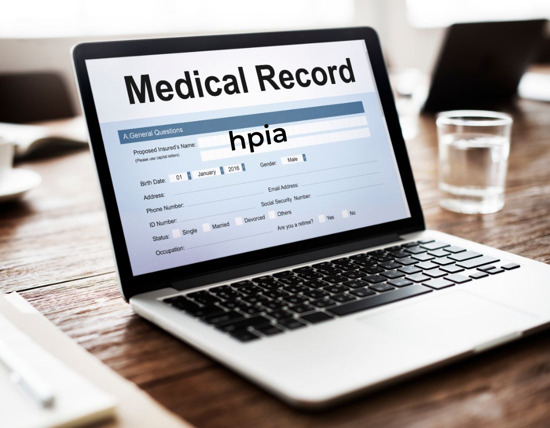 Illustration of a doctor reviewing patient health records, highlighting the importance of HPI (History of Present Illness) and HPIA (Health Patient Information Access)