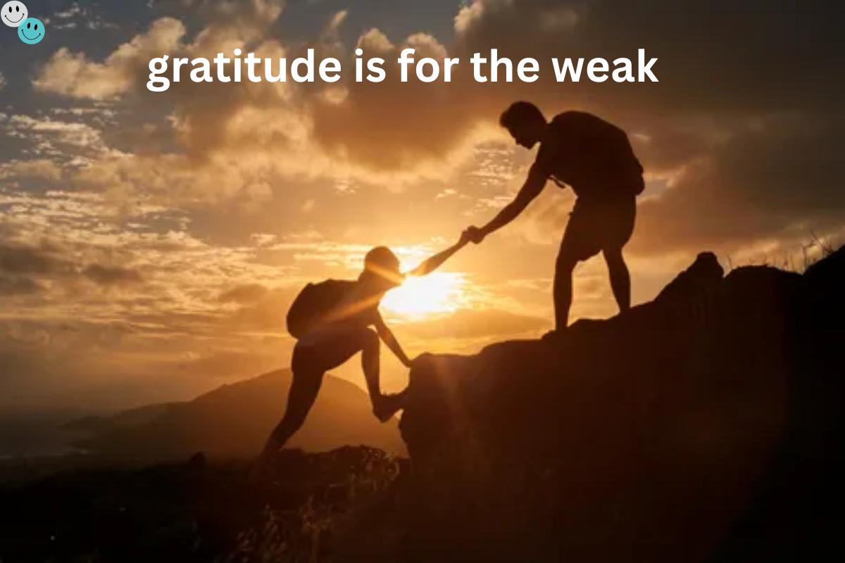 Person reflecting on gratitude is for the weak in nature, symbolizing resilience and mental strength.