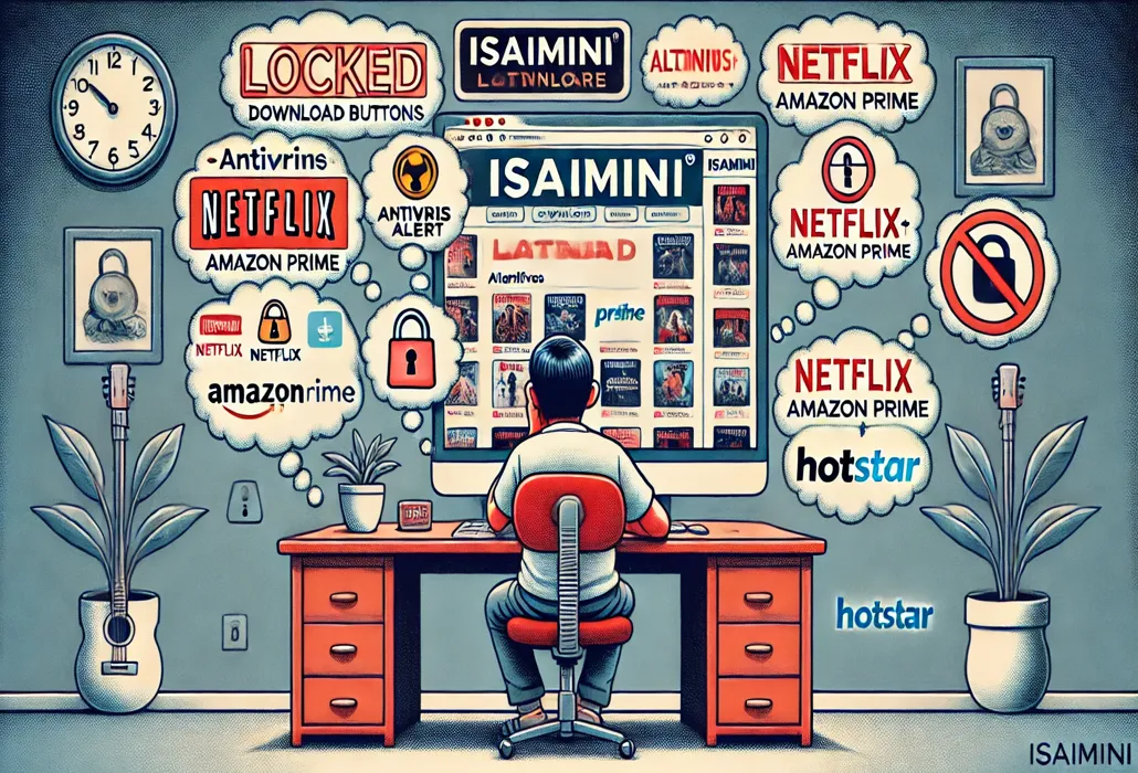 Isaimini Tamil Movies Download: A user browsing Isaimini, thinking about alternatives like Netflix and Amazon Prime