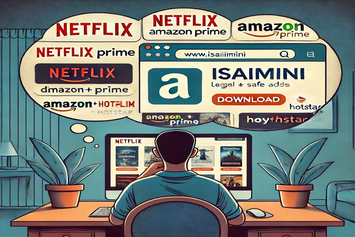 Isaimini Tamil Movies Download: A user browsing Isaimini, thinking about alternatives like Netflix and Amazon Prime