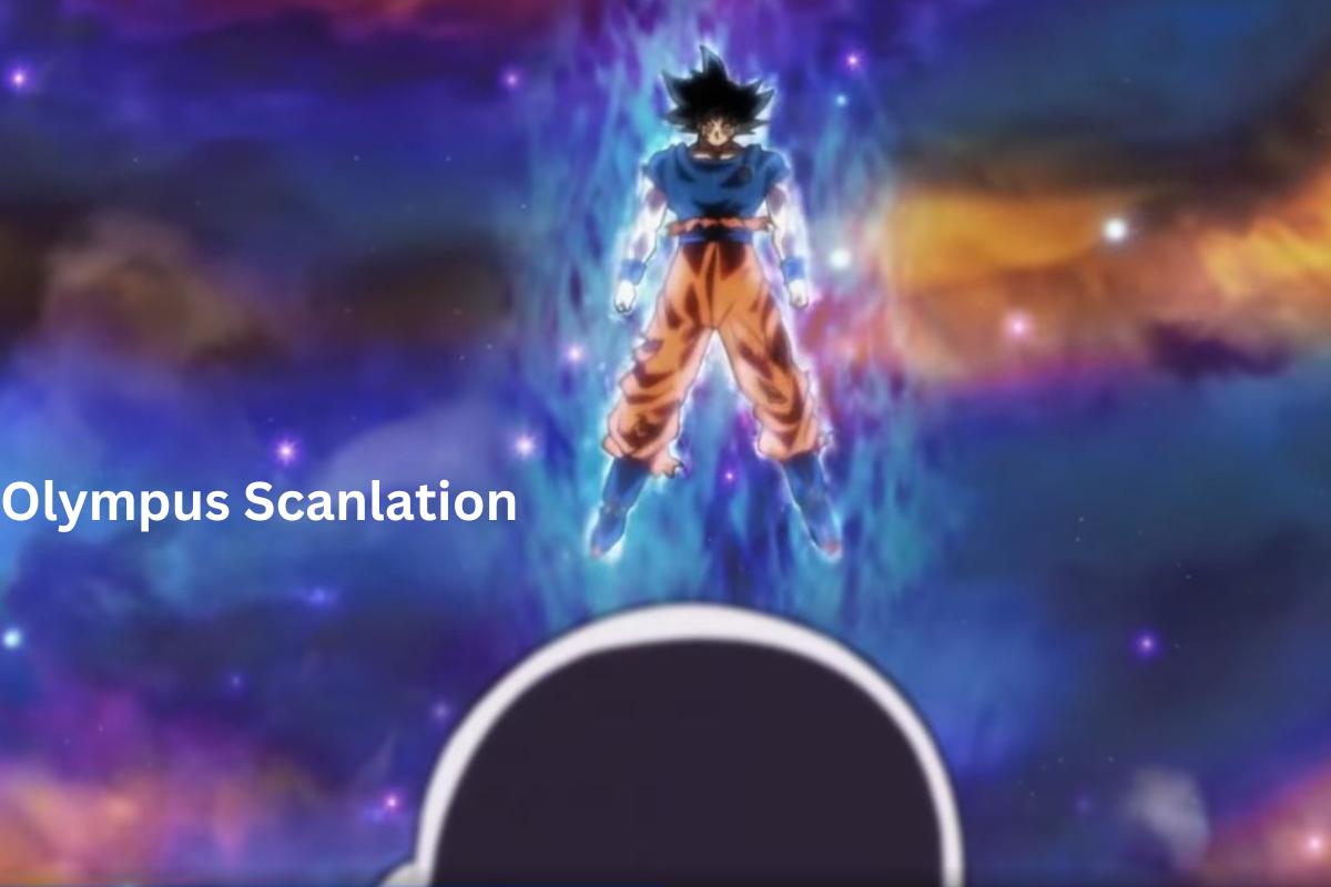 the fighting seen of goku in ultra instint power with the writing of Olympus Scanlation